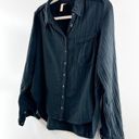 Pilcro  Anthropologie Gauzy Cotton Long Sleeve Button Up Top Black Medium Photo 8