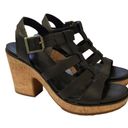 Timberland  Roslyn Strappy Leather Cork Platform Sandals Chunky Heel Black Sz 10 Photo 1