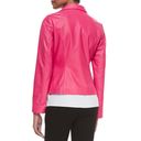 Neiman Marcus  100% Leather Moto Biker Zip Up Jacket Pockets Pink Small Photo 1