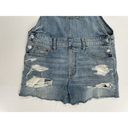 American Eagle  Bib Overall Shorts Sz S Distressed Blue Denim Shortalls 4”’inseam Photo 6