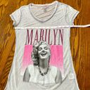 Marilyn Monroe  Sheer Tee Shirt V Neck Glitter Graphic Photo 6