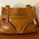 Cole Haan  Cognac Brown Soft Leather Multi Pocket Satchel Handbag Photo 3