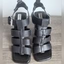 Steve Madden  Tribeca Black Leather Chunky Heel Strappy Sandals Shoes Size 7.5 Photo 3