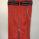 Tripp NYC  Red Tartar Plaid Zipper Chain Punk Grunge Rock Emo Maxi Skirt Photo 0