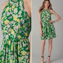 Rebecca Taylor  2 Silk Mini Dress XS Green Garden Floral Sleeveless Flutter Photo 6