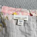 J.Jill  Love Linen Cream Pink Red Floral Print 100% Linen Lace Crochet Blouse SP Photo 2