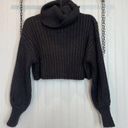 Urban Outfitters  Dark Grey Cropped Oversized Turtle Neck Pullover Sweater Sz S Photo 0