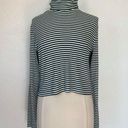 Levi's White Black and Blue Striped Ribbed Long Sleeve Turtleneck T-Shirt Photo 0