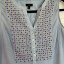 Talbots  blue beaded front sleeveless blouse size medium petite Photo 2