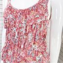 LC Lauren Conrad  Floral Tiered Ruffle Tank Top Coral Multi XS Jersey Knit Photo 4