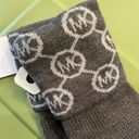 Michael Kors  Argyle MK Logo Monogram Knit Gloves Charcoal Gray NEW Photo 3