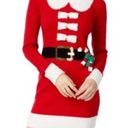 ma*rs Juniors Red Christmas . Santa Claus Tunic Sweater Dress Size Large Photo 1