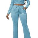 Velvet Tees NWT PINSV 2 Piece Outfits Velour Tracksuit Women Zip Up Hoodie Velvet Jogging Photo 1