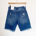 Bermuda KanCan Dark Wash Distressed  High Waist Button Fly Raw Hem Jean Shorts Photo 5