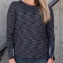 Zyia  Split Back Long Sleeve Athletic Workout Top: Charcoal Grey Spacedye Photo 0