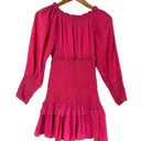 Alexis  Marilena Smocked Off-shoulder Blouson-sleeve Dress Fuchsia Dot Small Photo 4