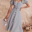 ASTR NWOT  Pippa Linen Blend Puff-Sleeve Midi Dress Photo 0