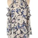 Sim & Sam Sun & Sam purple and gray cold shoulder ruffle floral top size small Photo 0