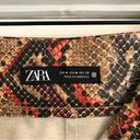ZARA button front midi pencil skirt faux snake skin print python brown orange Photo 1