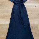 Renee C  Satin Empire Column Gown in Black Photo 5