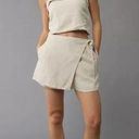 American Eagle AE Linen-Blend Faux Wrap Skort Size Large Photo 0