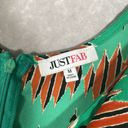 JustFab  Orange & Green Zig Zag V-Neck Tank Dress | Size Medium Photo 6