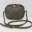 Liz Claiborne  Paisley Print Y2K Vintage Leather Crossbody Shoulder Bag Purse Photo 0