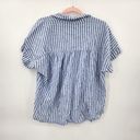 Draper James  Linen Blend Striped Roll Sleeve Women Large Button Front Top Photo 10