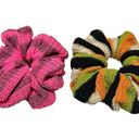 Free People NEW  Crochet Knit Multicolor Set of 2 Oversized Jumbo Scrunchies Photo 0