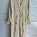 Alexis  Ivory Shey Satin Side Slits Crepe Style V-Neckline Dress size S Photo 5