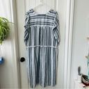 Time And Tru Linen Rayon XXXL 3XL Blue White Striped Sun Dress Pockets Tie Waist Photo 3