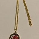 Flower Press Pendant Necklace Red Photo 0