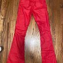 Edikted Luna Faux Leather Flare Jeans Red Photo 2