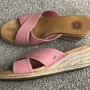 UGG  Pink Leather Criss Cross Mule Wedge Sandals Women's 7.5 Photo 4