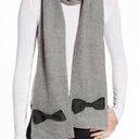 Kate Spade  Grosgrain Bow Knit Scarf- Heathered Gray Wool Photo 0