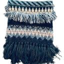 American Eagle  OUTFITTERS Blue Plush Fringe Cozy  Fair Isle Scarf/Wrap Photo 0