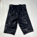 Shosho Black High Waisted Athletic Metallic Skakeskin Print Pocket Biker Shorts Photo 4