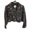 Stoosh  Vintage Denim Cropped Black Constellation Jean Jacket New Size XL Photo 0