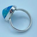 Aura Marine Blue  Druzy Sterling Silver Ring Jewelry Size 9 Photo 6