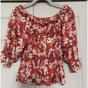 Free People  Sweet Memories Pink Multi Floral Ruffled Puff Sleeve Top Sz L (U13) Photo 6