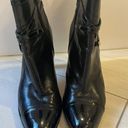 Ralph Lauren Lauren  Black Leather Booties High Heel Patent Cap Toe Sz 8.5 Photo 2