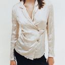 ZARA  NWT Wrinkled Satin Effect collared cream button front blazer Photo 0