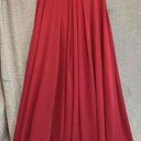 Lee Mari  Black Red Evening Gown Lace Overlay Sleeveless V-Neck Photo 0