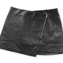 ZARA Black Faux Leather Mini Asymmetrical Silver Zipper 7901/105 Skirt Size XXL Photo 2