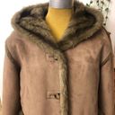 Dennis Basso Coat Reversible Faux Suede Fur Mink Brown Hooded Photo 4