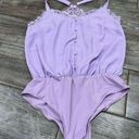 White Birch  Boutique Purple Satin Bodysuit Size Medium Photo 0