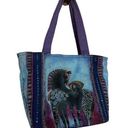 indigo. Laurel Burch Horses Medium Tote Crazy Horse Girl Watercolor Purse Bag Photo 0