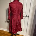 Talbots Shirt Dress Maroon Long Sleeve Fit Flare Midi Knee Length Size 10 Photo 1