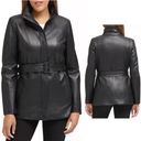 Cole Haan  351M2014 Size L Belted 100% Genuine Lambskin Leather Jacket Black $600 Photo 1