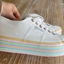 Superga  2790 Platform sneakers white rainbow pastel stripes lace-up shoes Photo 4